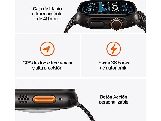 Apple Watch Ultra 2 (2024), GPS + Cellular, 49 mm, naturalna obudowa z tytanu, gest dwukrotnego stuknięcia, opaska alpejska w kolorze brązowym, mały