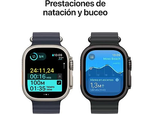 Apple Watch Ultra 2 (2024), GPS + Cellular, 49 mm, koperta z naturalnego tytanu, gest podwójnego stuknięcia, bransoleta mediolańska z naturalnego tytanu, rozmiar S