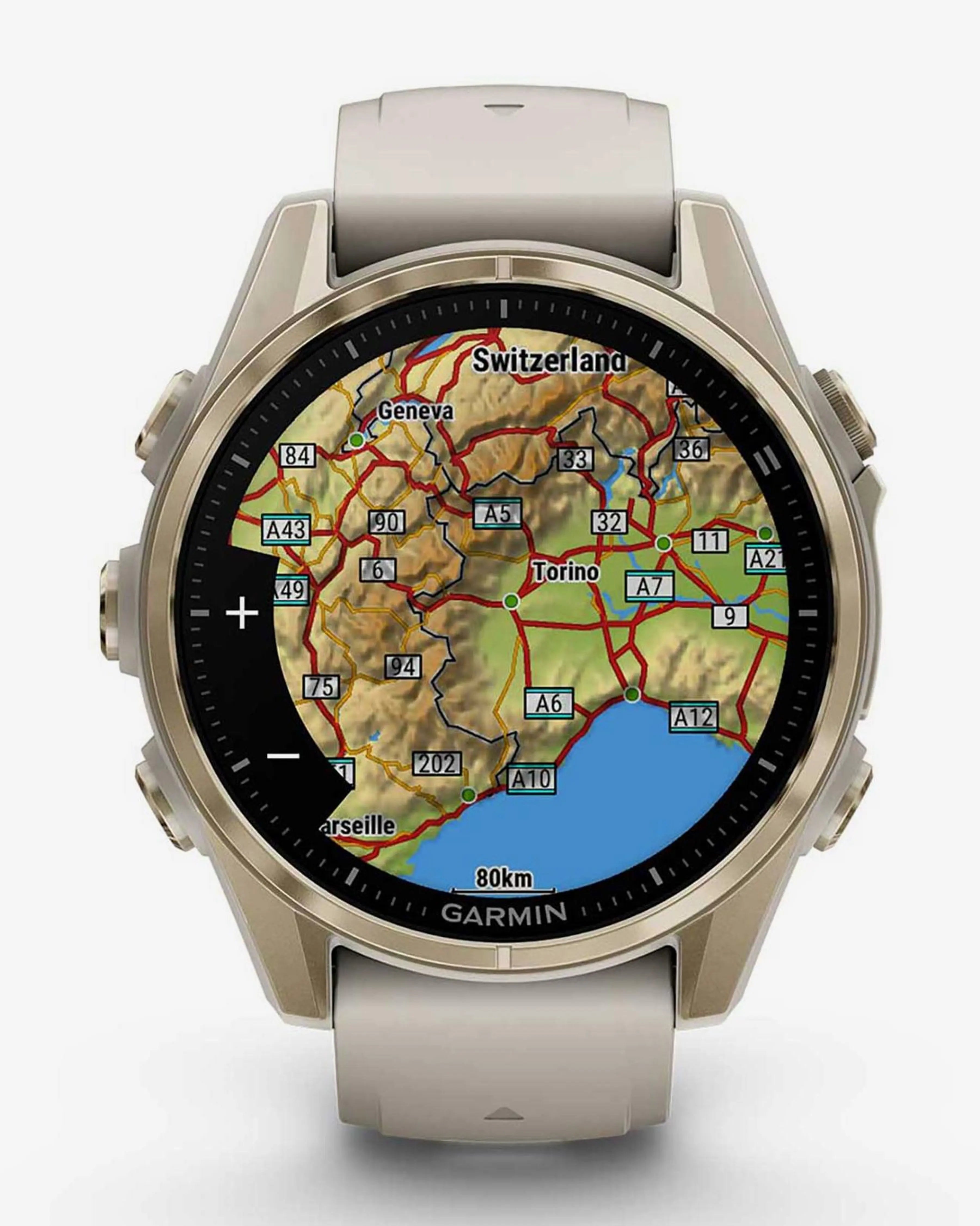 Garmin Fenix ​​​​8 AMOLED Sapphire 43 mm Złoty Beżowy Pasek