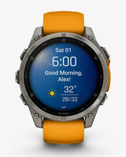 Garmin Fenix ​​​​8 AMOLED Sapphire 47 mm Tytanowy srebrny pomarańczowy pasek