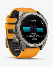 Garmin Fenix ​​​​8 AMOLED Sapphire 51 mm Tytanowy srebrny pomarańczowy pasek