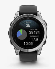 Garmin Fenix ​​​​E Stal nierdzewna 47 mm Szary czarny pasek